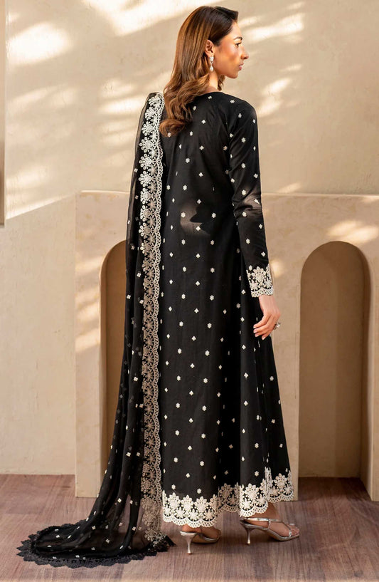 Zarif Embroidered Jacquard Stitched 3 Piece Suit - Julian - ZF25EL - Black - Summer Collection