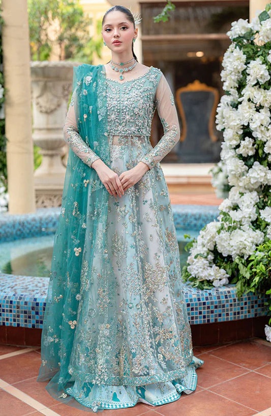 Mushq Embroidered Net Unstitched 4 Piece - Kahani - MQ25M - Blue - Formal Collection