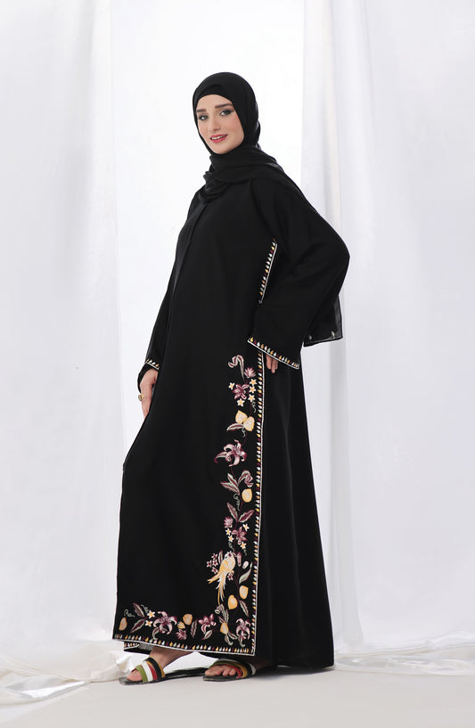 Kohinoor by TGM Front Open Premium Fabric Abaya - Kashish - TGM25KOH - Black