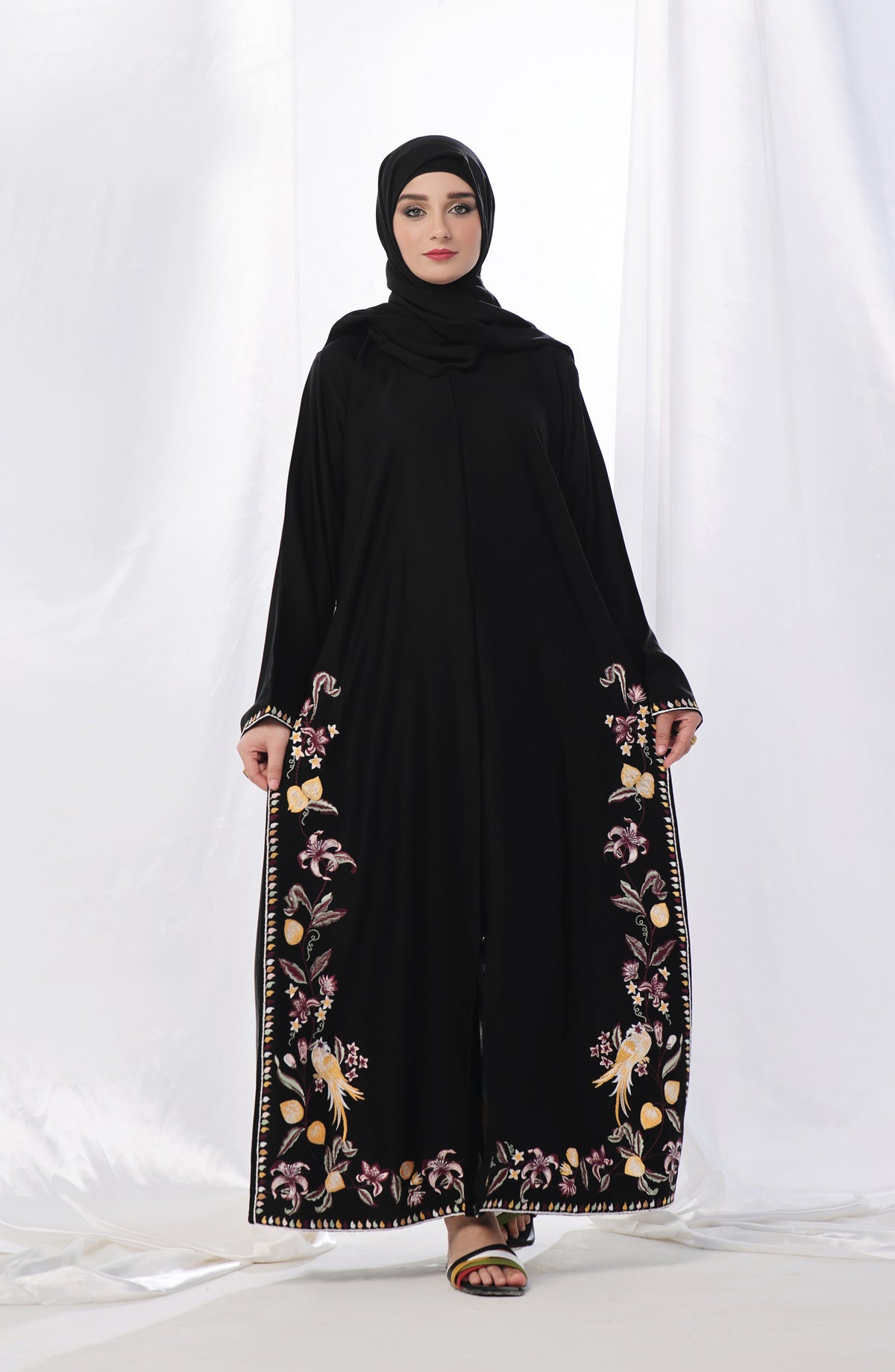 Kohinoor by TGM Front Open Premium Fabric Abaya - Kashish - TGM25KOH - Black