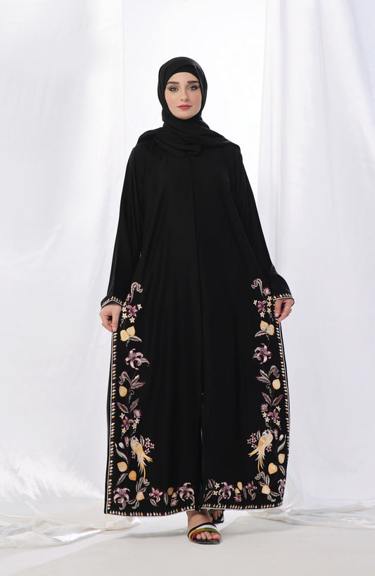 Kohinoor by TGM Front Open Premium Fabric Abaya - Kashish - TGM25KOH - Black