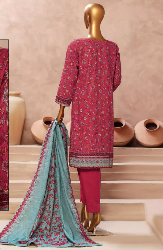 HZ Khaddar Embroidered 3 PCS  RTW Vol 02 - KE-914 PUNCH PINK
