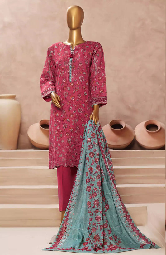 HZ Khaddar Embroidered 3 PCS  RTW Vol 02 - KE-914 PUNCH PINK