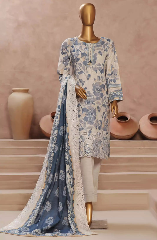 HZ Khaddar Embroidered 3 PCS  RTW Vol 02 - KE-915 BEIGE BLUE