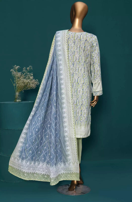 HZ Khaddar RTW Printed Embroidered Chikankari Collection - KE-917-OFF WHITE MULTI