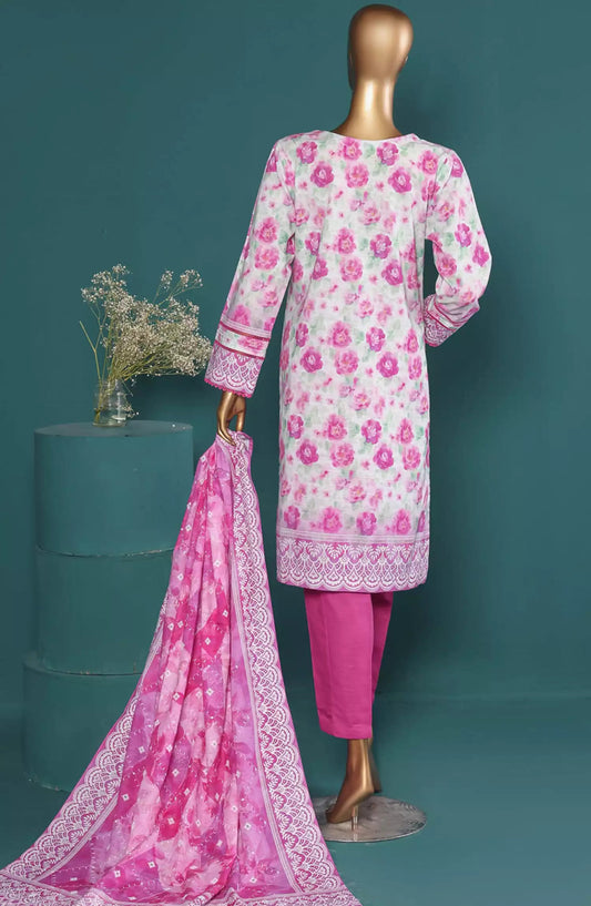 HZ Khaddar RTW Printed Embroidered Chikankari Collection - KE-919-PASTEL PINK