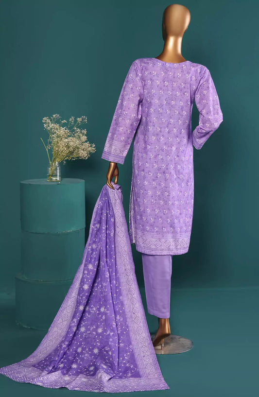 HZ Khaddar RTW Printed Embroidered Chikankari Collection - KE-920-PURPLE