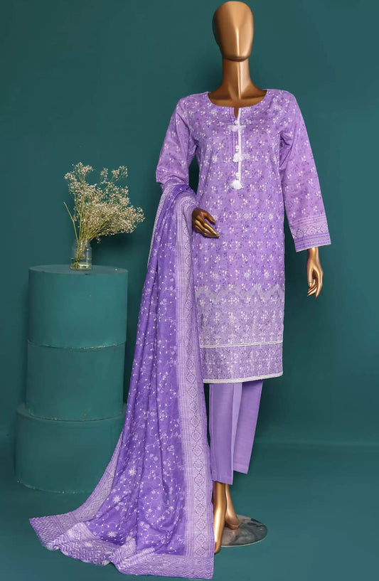 HZ Khaddar RTW Printed Embroidered Chikankari Collection - KE-920-PURPLE