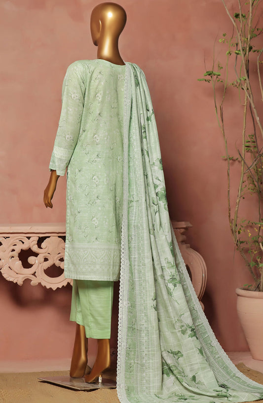 HZ RTW Khaddar Printed Embroidered Chikankari with Embroidered Dupatta Vol 11 - KE-921 PASTEL GREEN