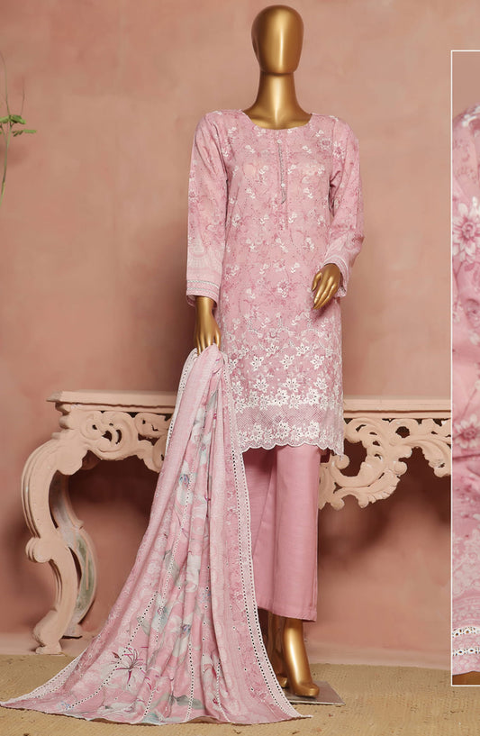 HZ RTW Khaddar Printed Embroidered Chikankari with Embroidered Dupatta Vol 11 - KE-924 DOVE