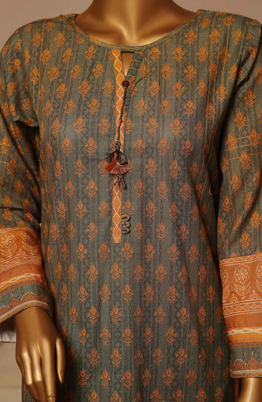 HZ Khaddar Embroidered RTW 3Pc with CutWork Dupatta - Vol 1 - KE 903 OLIVE