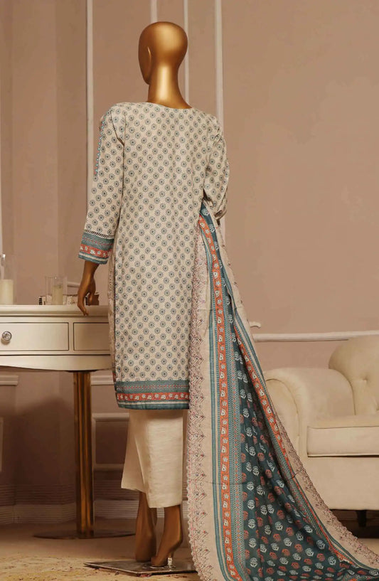 HZ Khaddar Embroidered RTW 3Pc with CutWork Dupatta - Vol 1 - KE 908 BEIGE