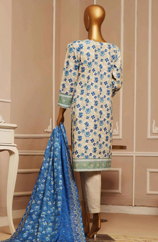 HZ Khaddar Embroidered RTW 3Pc with CutWork Dupatta - Vol 1 - KE 911 BEIGE BLUE