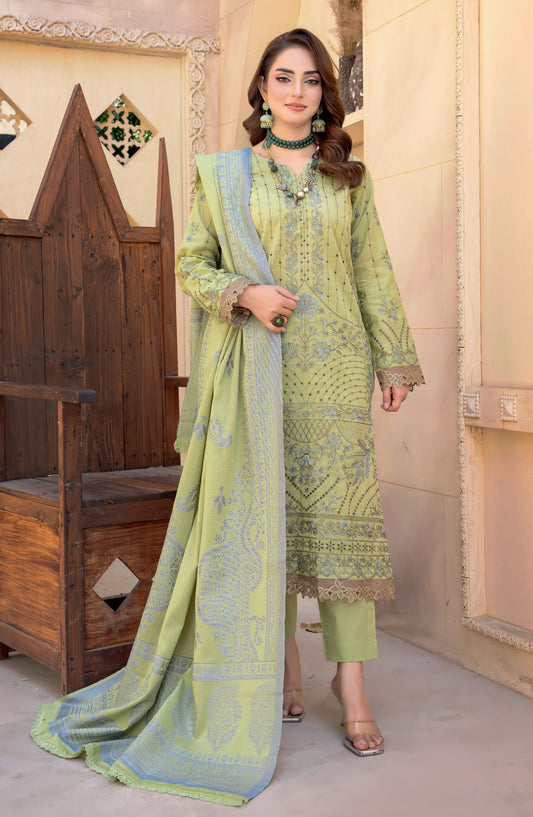 Khwaish by Riaz Arts Embroidered Lawn Unstitched 3 Piece Suit - D-06 - RA25ELS - Green - Summer Collection