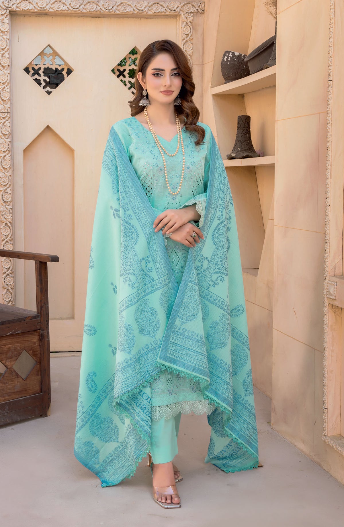 Khwaish by Riaz Arts Embroidered Lawn Unstitched 3 Piece Suit - D-02 - RA25ELS - Green - Summer Collection