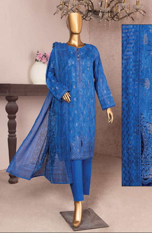 HZ Kalamkari Jacquard Embroidered Unstitched Collection - KJE-01