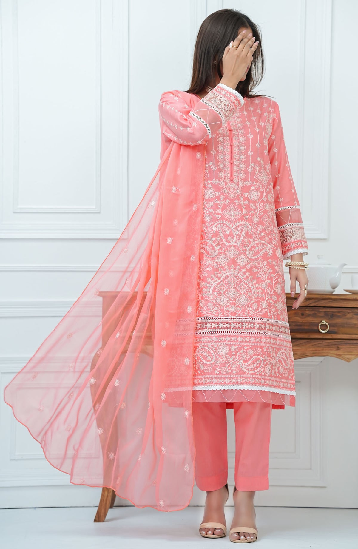 Kastoor by Amna Khadija Embroidered Lawn Stitched 3 Piece Suit - KLP-04 - AM25KSL - Pink - Summer Collection