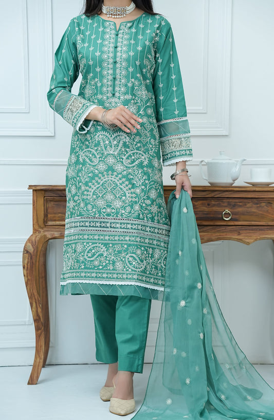 Kastoor by Amna Khadija Embroidered Lawn Stitched 3 Piece Suit - KLP-05 - AM25KSL - Sea Green - Summer Collection