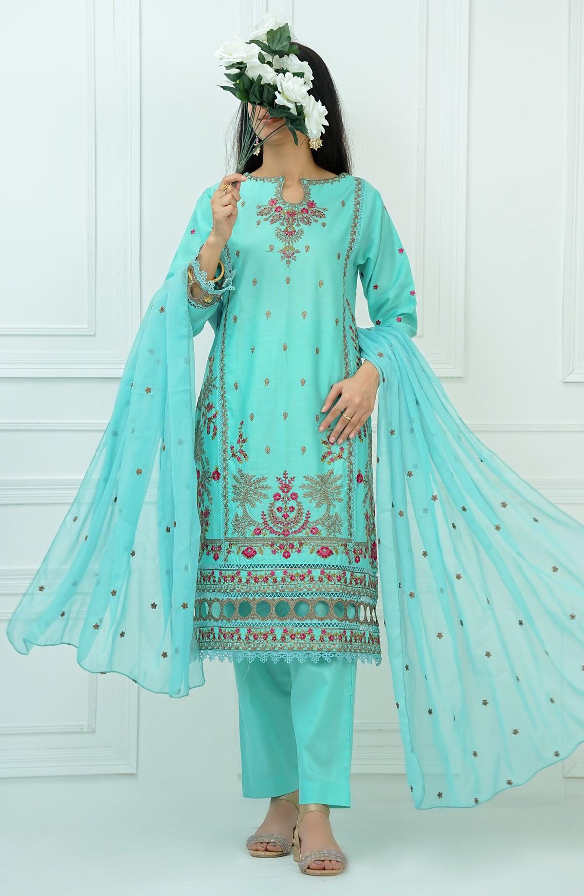 Kastoor by Amna Khadija Embroidered Cotton Stitched 3 Piece Suit - KLP-09 - AM25KSLV2 - Blue - Summer Collection