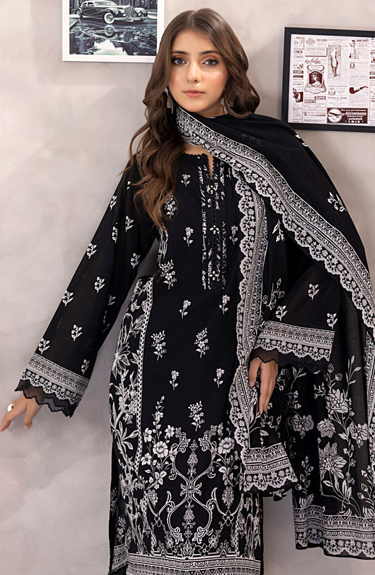 Komal by Lakhany Printed Lawn Unstitched 3 Piece Suit - LG-AR-0202 - LKN25KMC - Black - Summer Collection