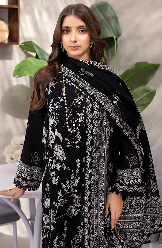 Komal by Lakhany Printed Lawn Unstitched 3 Piece Suit - LG-RK-0038 - LKN25KMC - Black - Summer Collection