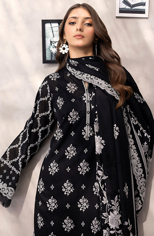 Komal by Lakhany Printed Lawn Unstitched 3 Piece Suit - LG-RL-0236 - LKN25KMC - Black - Summer Collection