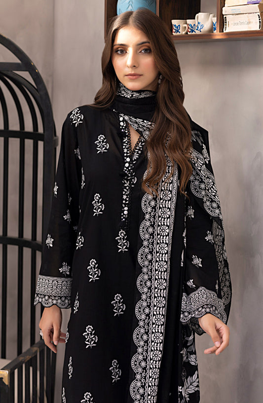 Komal by Lakhany Printed Lawn Unstitched 3 Piece Suit - LG-AR-0182 - LKN25KMC - Black - Summer Collection