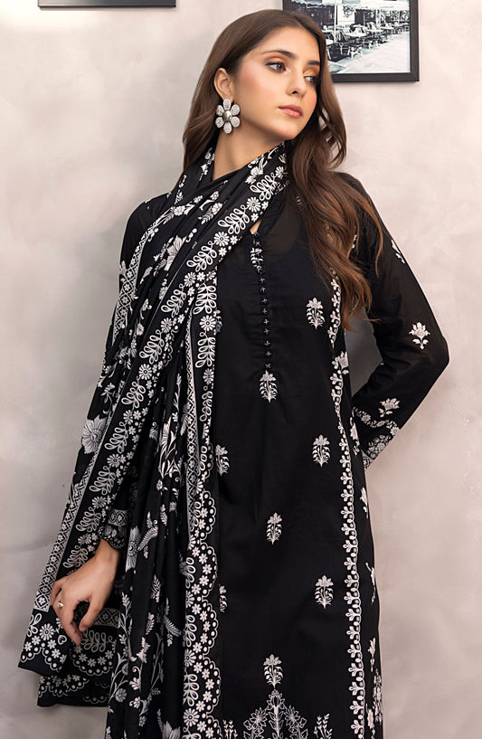 Komal by Lakhany Printed Lawn Unstitched 3 Piece Suit - LG-RL-0235 - LKN25KMC - Black - Summer Collection