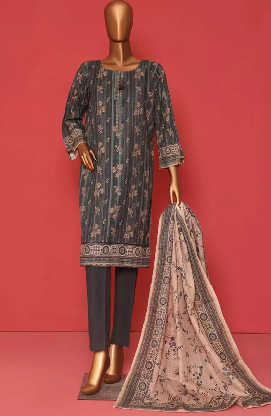 HZ RTW Wintry Prints 3 Pcs Khaddar Series Vol 01-KP-105 DARK GREEN