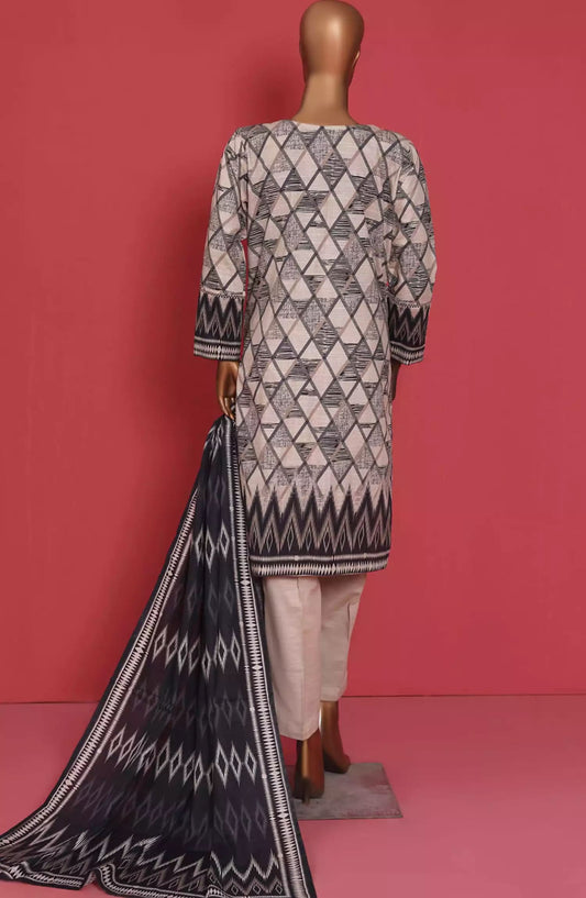 HZ RTW Wintry Prints 3 Pcs Khaddar Series Vol 01-KP-106 TEA BEIGE