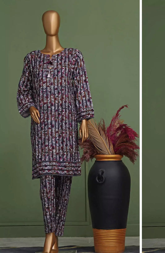 HZ Basics Printed Khaddar Co Ords RTW Vol 01 - KPC-903 STEEL GREY