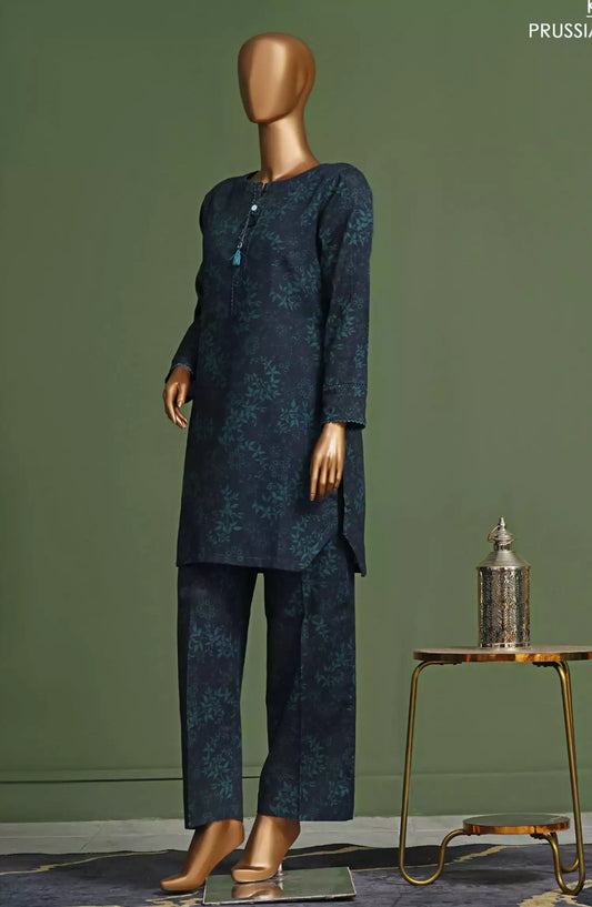 HZ Basics Printed Khaddar Co Ords RTW Vol 01 - KPC 906 Prussian Blue