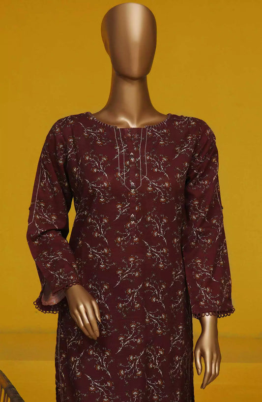 HZ Basics Printed Khaddar Co Ords RTW Vol 02 - KPC-908 CHOCOLATE BROWN