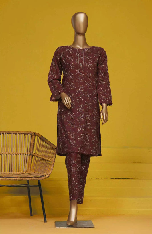 HZ Basics Printed Khaddar Co Ords RTW Vol 02 - KPC-908 CHOCOLATE BROWN