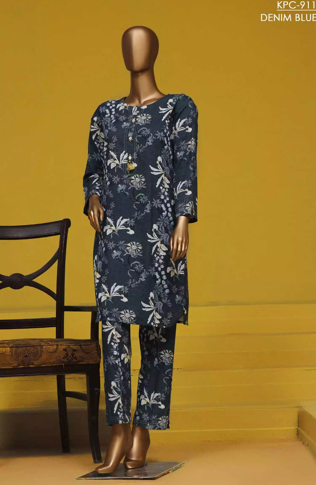 HZ Basics Printed Khaddar Co Ords RTW Vol 02 - KPC-911 DENIM BLUE