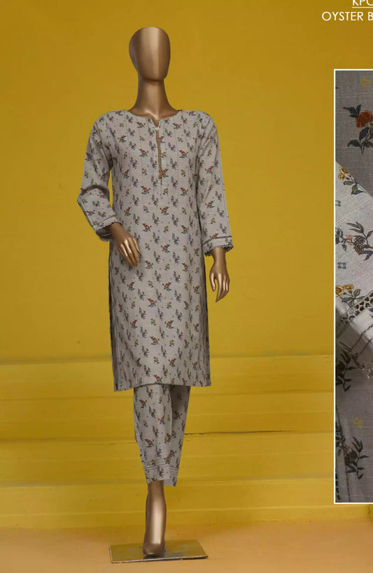 HZ Basics Printed Khaddar Co Ords RTW Vol 01 - KPC-912 OYSTER BEIGE