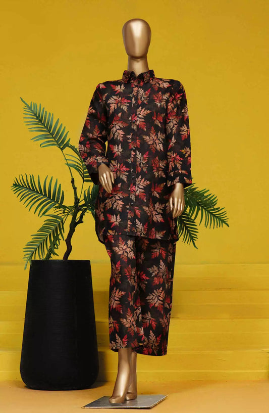 HZ Basics Printed Khaddar Co Ords RTW Vol 02 - KPC-913 BLACK AUTUMN