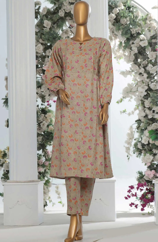 HZ Light Khaddar Frocks 2Pc Co Ords Vol 02-KPC 914 DARK BEIGE