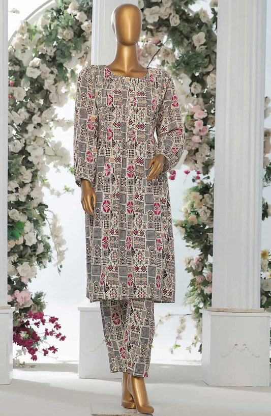 HZ Light Khaddar Frocks 2Pc Co Ords Vol 02-KPC 922 CREAM MULTI