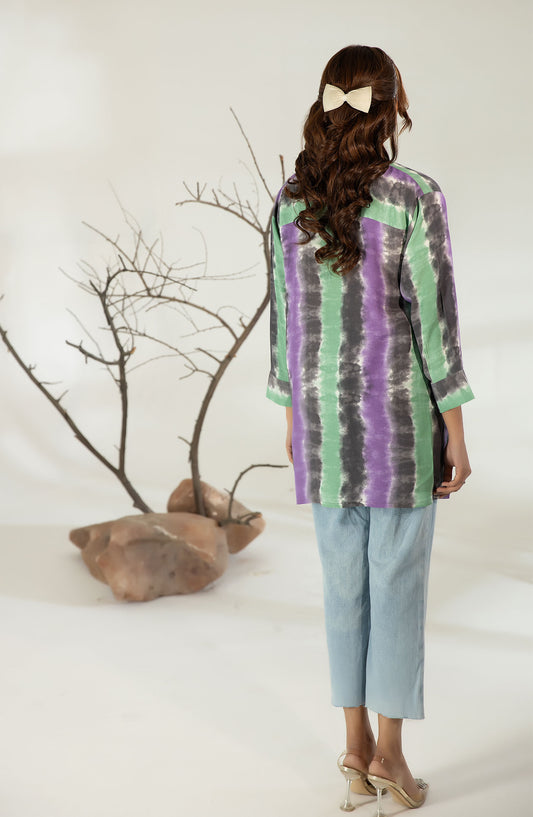 La Rosaa Casual Georgette Stitched Kurties - LA3-03 - Tie N Dye - Blue - Casual Collection