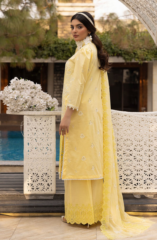 Lawnkari by Bunai Embroidered Lawn Unstitched 3 Piece Suit - D-03 - BUN25LK - Yellow - Summer Collection