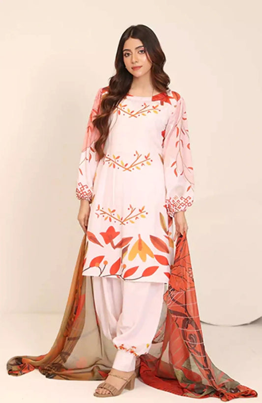 Nazmina Florent Luxury Swiss Lawn Collection - LD-17 Blushing Horizon