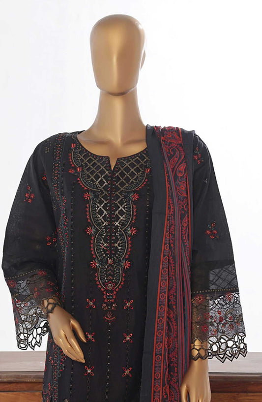 Bin Saeed Embroidered Lawn Stitched 3 Piece - Lf 012 A - BS25EL - Black - Summer Collection