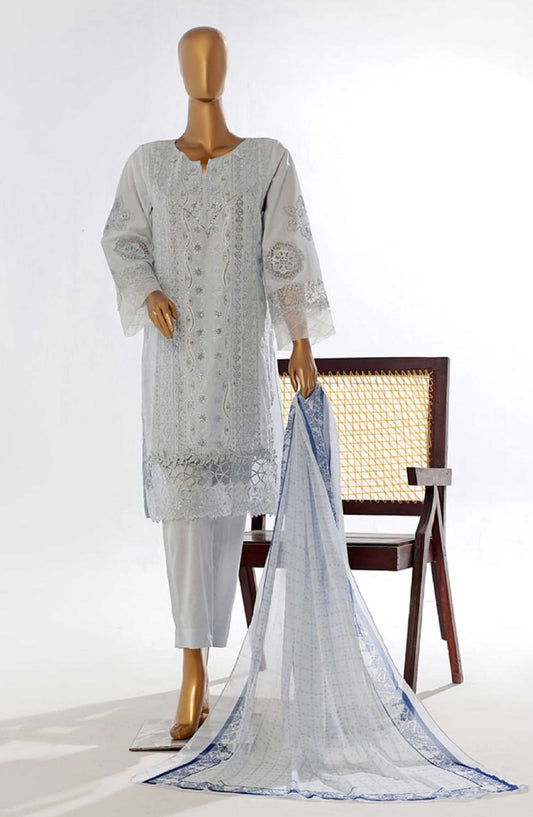 Bin Saeed Embroidered Lawn Stitched 3 Piece - Lf 065 A - BS25EL - Light Blue - Summer Collection