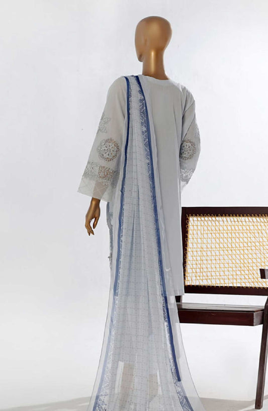 Bin Saeed Embroidered Lawn Stitched 3 Piece - Lf 065 A - BS25EL - Light Blue - Summer Collection