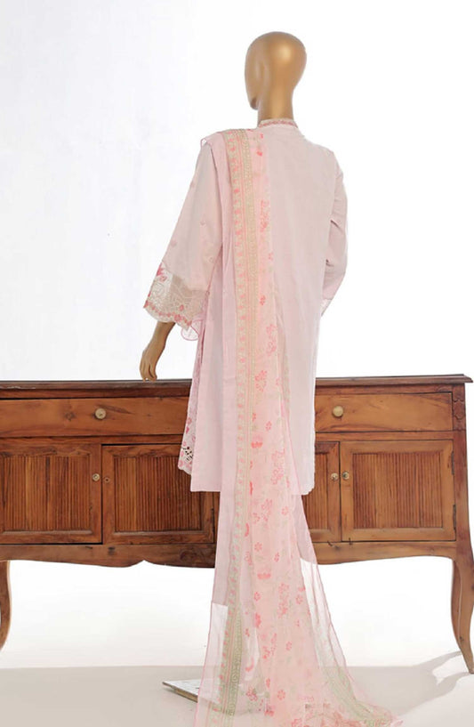 Bin Saeed Embroidered Lawn Stitched 3 Piece - Lf 088 B - BS25EL - Light Pink - Summer Collection