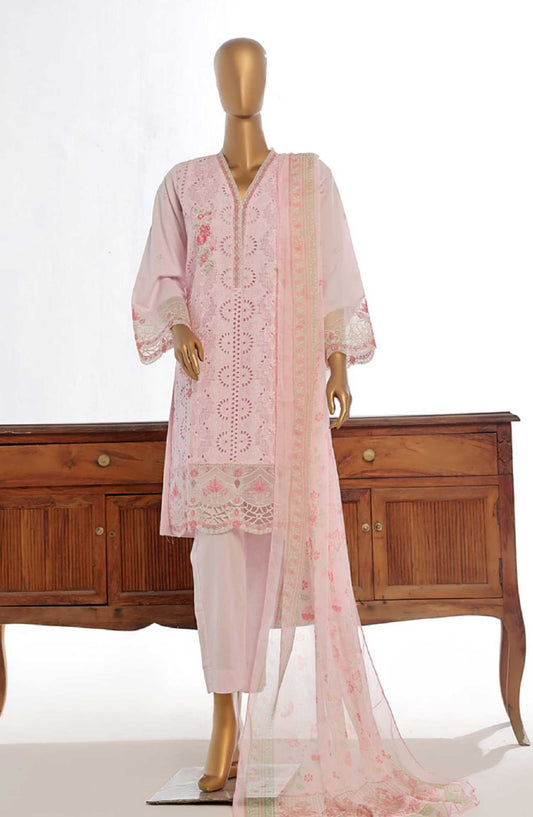 Bin Saeed Embroidered Lawn Stitched 3 Piece - Lf 088 B - BS25EL - Light Pink - Summer Collection