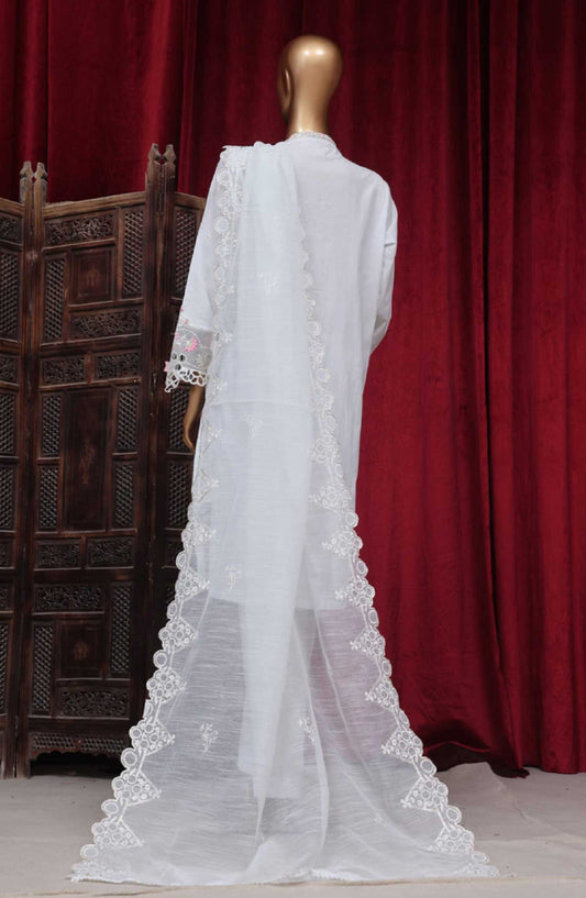 Bin Saeed Embroidered Lawn Stitched 3 Piece - LF 102 - BS25LF - White - Summer Collection