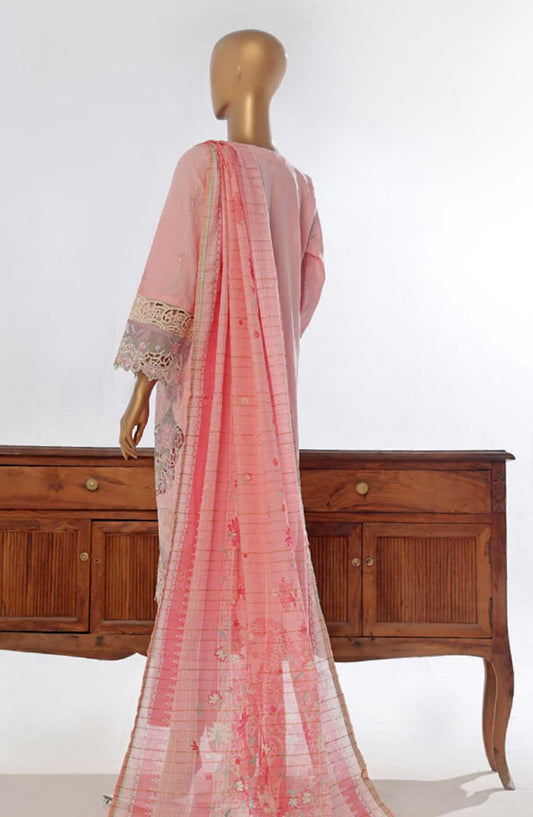 Bin Saeed Embroidered Lawn Stitched 3 Piece - Lf 132 C - BS25EL - Light Pink - Summer Collection