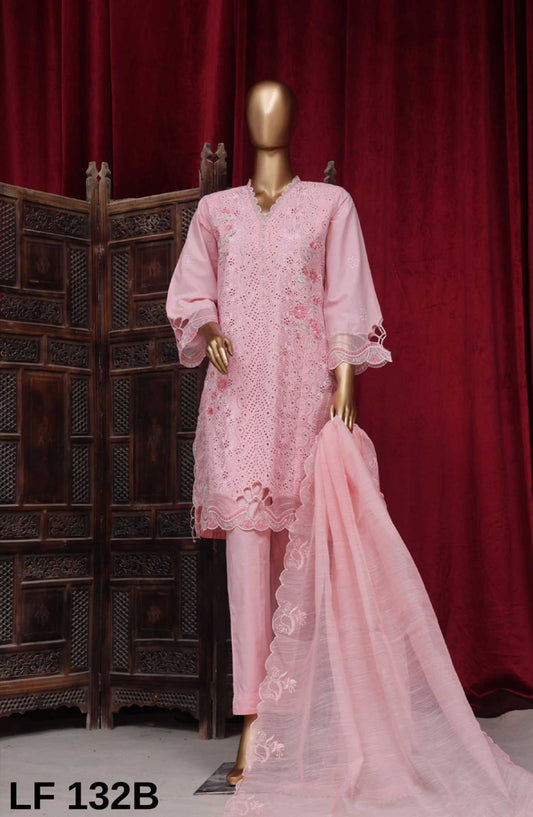 Bin Saeed Embroidered Lawn Stitched 3 Piece - LF 132B - BS25LF - Pink - Summer Collection